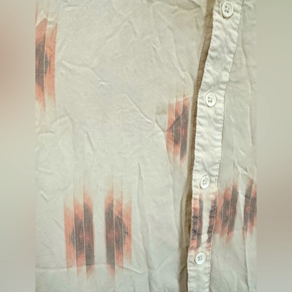 Cotton on Garments Off White & Orange Aztec Print Relaxed Fit Button Down, Large - Picture 3 of 5